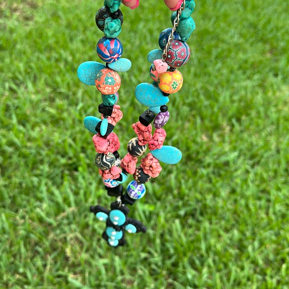 Hand made turquoise colorful necklace